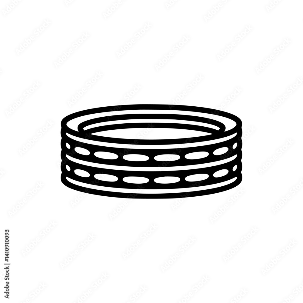 Stacked Rings Graphic Icon, Black and White Minimalist Design Stacked Rings Graphic Icon, Black and White Minimalist Design