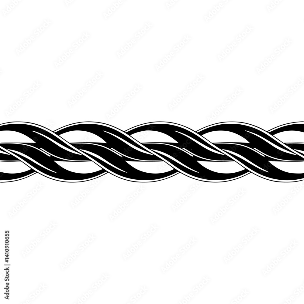 Elegant Braided Ribbon Design: Minimalist Black & White Vector Elegant Braided Ribbon Design: Minimalist Black & White Vector