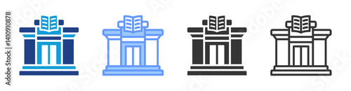Library icon set multiple style collection
