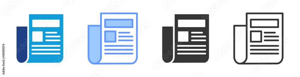 Newspaper icon set multiple style collection Newspaper icon set multiple style collection