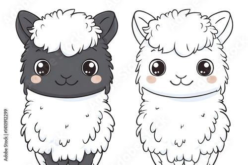 Obraz na płótnie Adorable cartoon alpacas illustration w salonie