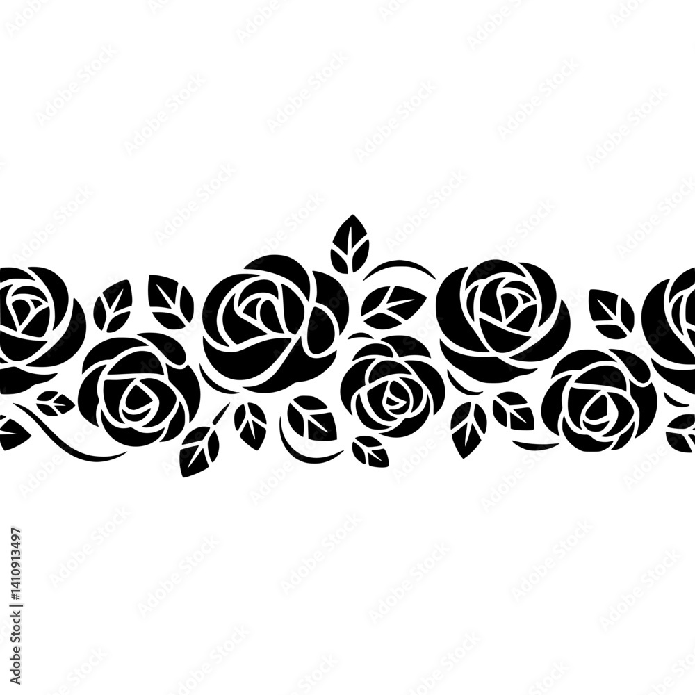 Elegant Black Rose Border on Light Background