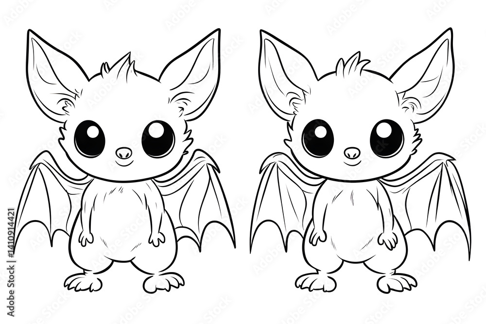 Adorable cartoon bats illustration