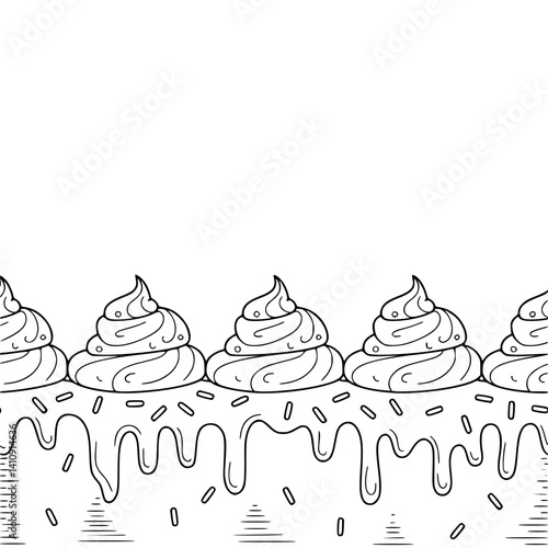 Drip Cake Border: Black and White Doodle, Dessert Design