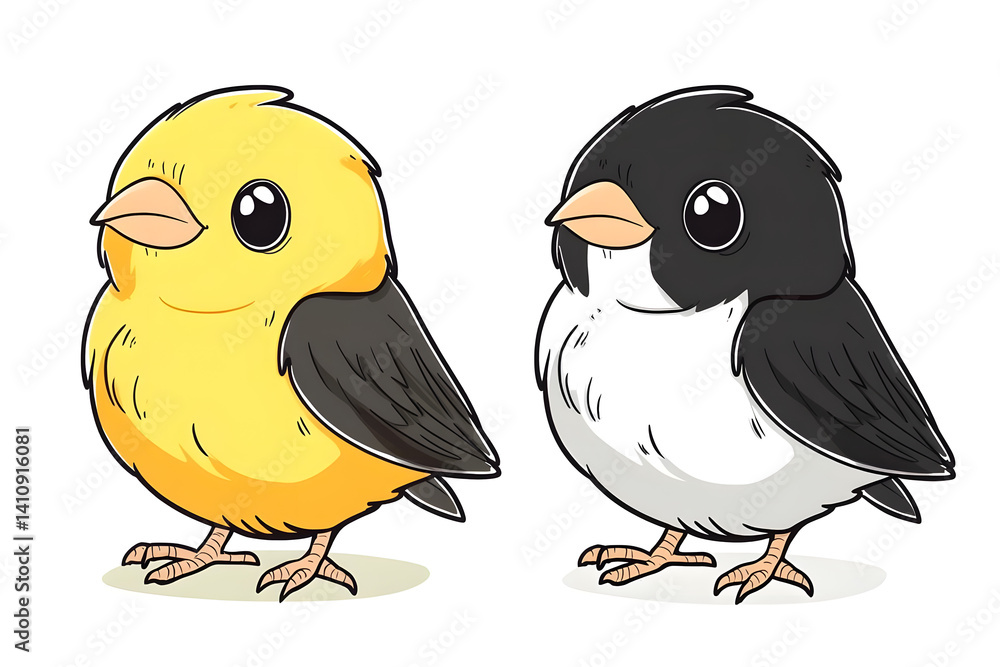 Adorable cartoon birds illustration