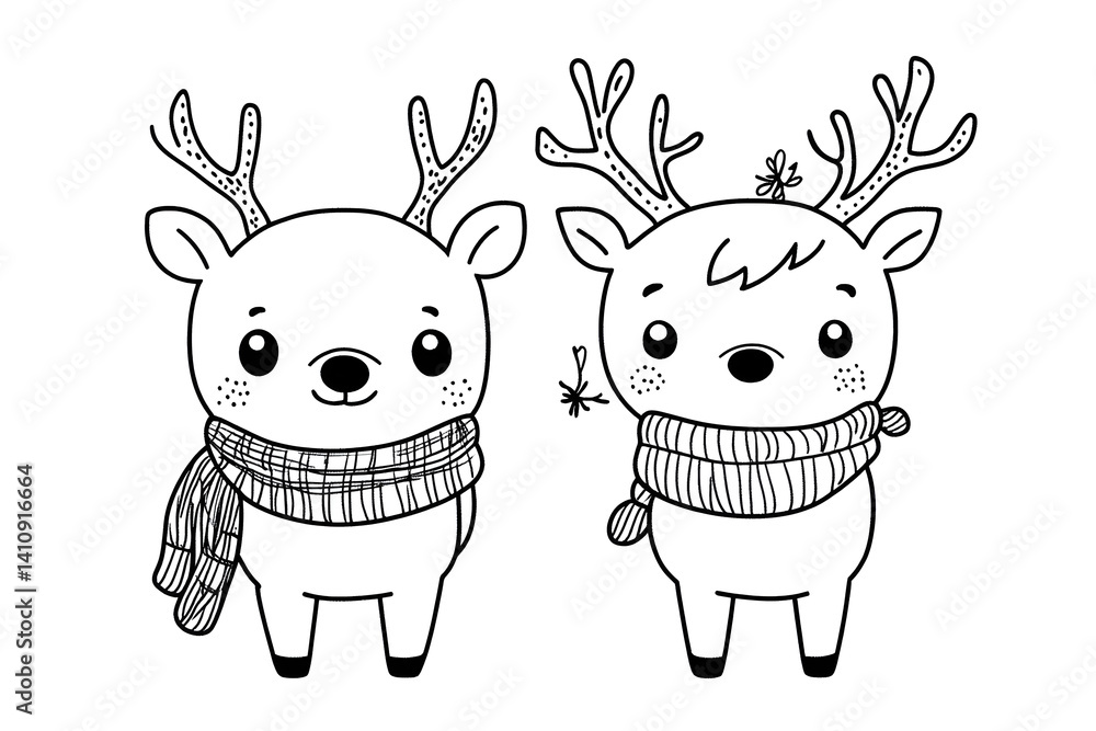 Adorable cartoon deer friends