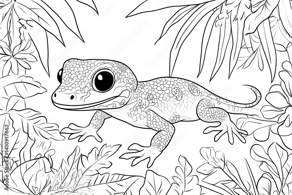Adorable cartoon gecko illustration