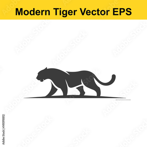 Vector modern style tiger walking, silhouette
