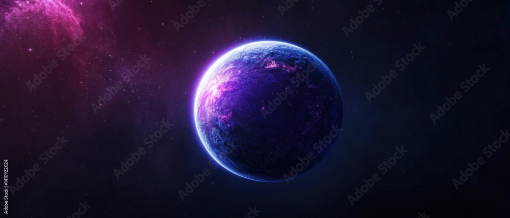Fototapeta premium Glowing planet in space background
