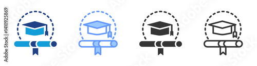 Academic Degrees icon set multiple style collection