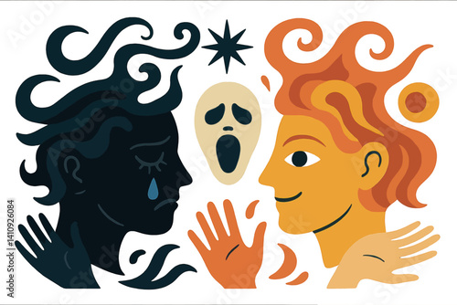 Surreal artwork characterized by its abstract nature and emphasis on emotional duality