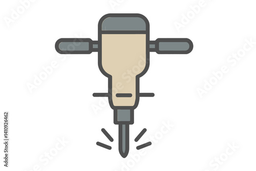 A jackhammer icon in flat style is presented with muted coloration