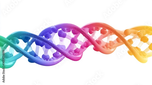 Fototapeta Naklejka Na Ścianę i Meble -  colorful 3D model of DNA, highlighting its spiral structure, clean design, no text, white