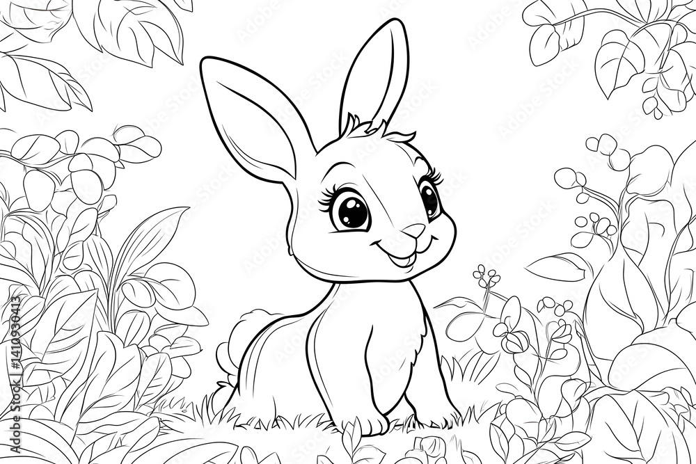 Adorable minimalist rabbit illustration