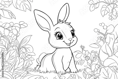 Obraz na płótnie Adorable minimalist rabbit illustration w salonie