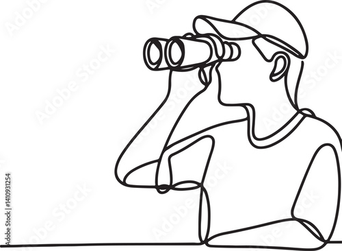 Adventure Tourist with Binoculars Outline