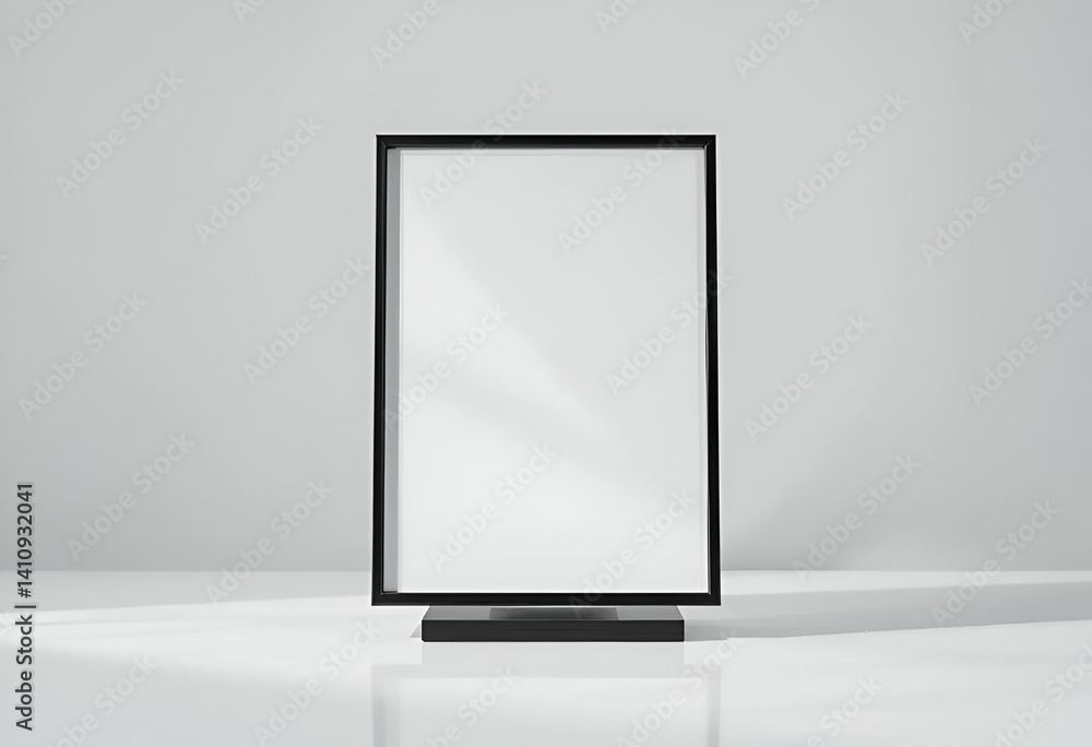 Black Frame Mockup Against White Wall With Sunlight Shadows,Sleek matte black photo frame with white mat features modern minimalist design showcased on clean background. Black Frame Mockup Against White Wall With Sunlight Shadows,Sleek matte black photo frame with white mat features modern minimalist design showcased on clean background.