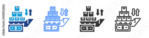 Tariff icon set multiple style collection