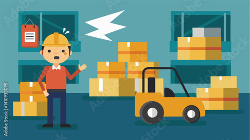 The absence of the usual sounds of workers and machinery in the warehouse accentuated the gravity of the situation.. Vector illustration