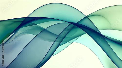 Abstract flowing waves in shades of blue and green creating a serene background effect