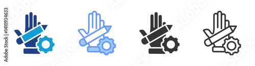 Hands On Experiences icon set multiple style collection