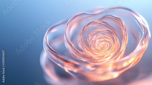 Glass spiral design on blue backdrop
