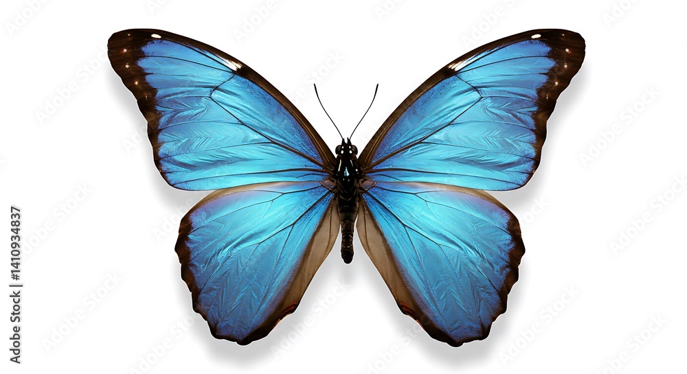 Obraz premium blue butterfly on white background
