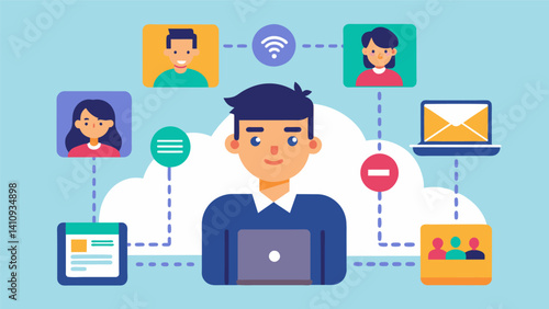 A system that uses realtime data to identify struggling students and connect them with virtual tutors or mentors.. Vector illustration