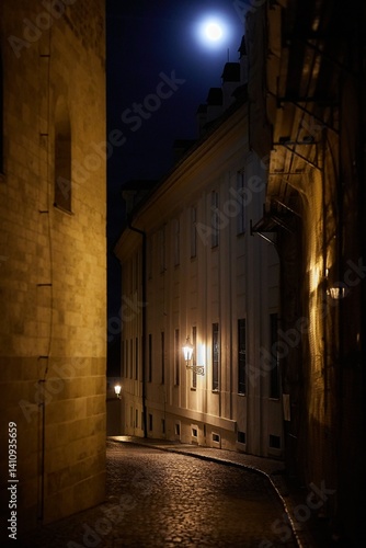 Obraz na płótnie Night view of street at Prague Castle w salonie