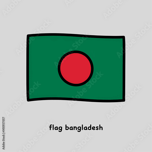 Free Download A computer-generated image showing a rectangular flag with bold, cartoonish letters and thick black lines. Flag of Bangladesh. Vector Illustration - GFXLoad