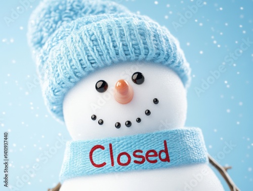 Snowman wearing closed scarf