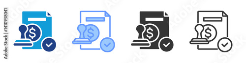 Notarial Fee icon set multiple style collection