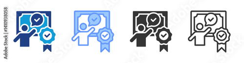 Certificate Of Acknowledge icon set multiple style collection