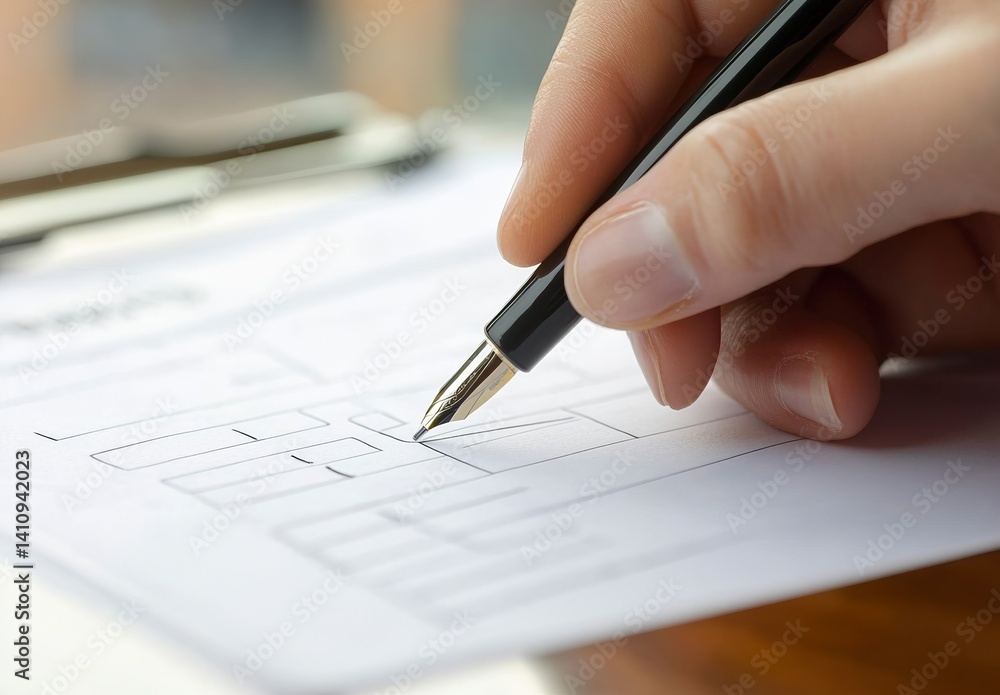 Close-Up of Hand Checking a Box on Service Quality Questionnaire Form Close-Up of Hand Checking a Box on Service Quality Questionnaire Form