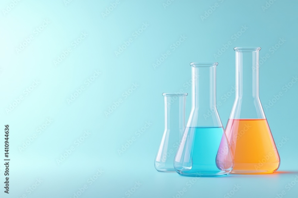 Lab glassware with colorful liquids Lab glassware with colorful liquids