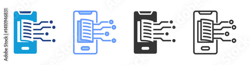 Digital Textbooks icon set multiple style collection