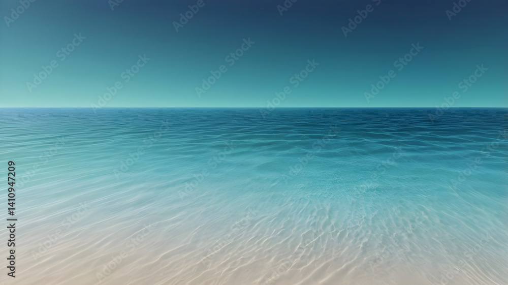 Obraz premium Turquoise waves meet the vast blue sky at the horizon of a tropical island paradise