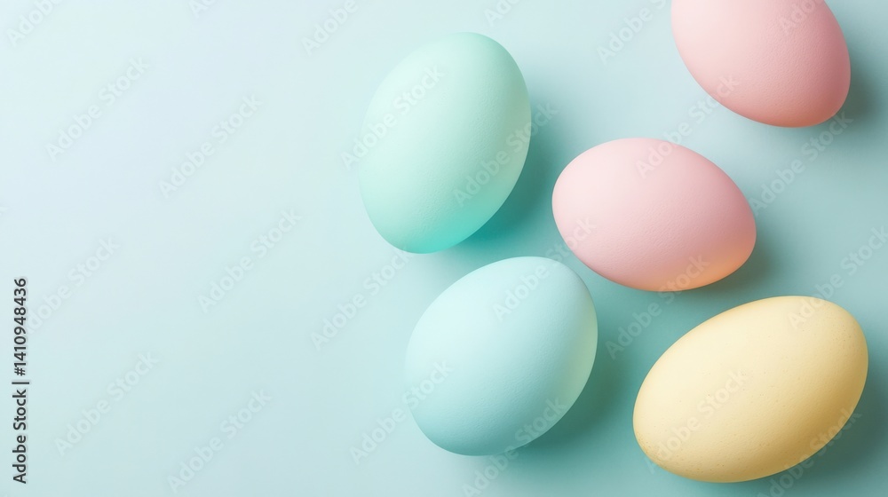 Pastel easter eggs on light blue Pastel easter eggs on light blue