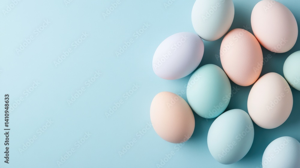 Pastel easter eggs on blue Pastel easter eggs on blue