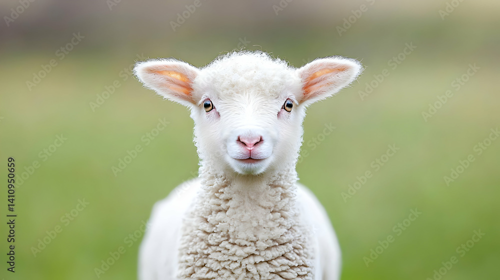 Obraz premium Close Up Of A Fluffy White Lamb