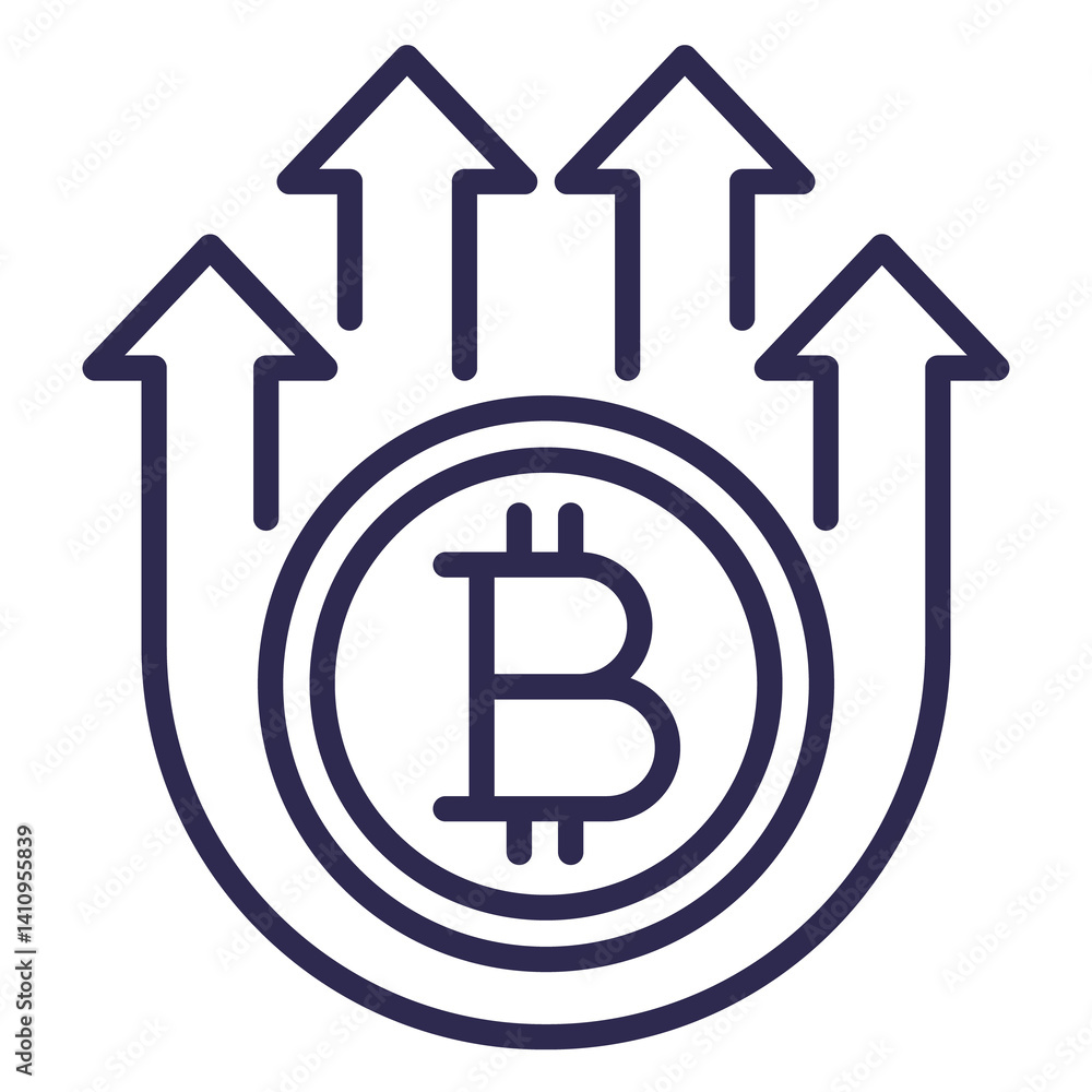 bitcoin growing, price growth line icon bitcoin growing, price growth line icon
