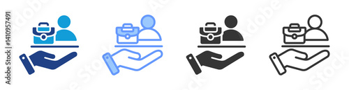 Entry Level Employee icon set multiple style collection