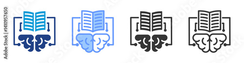 Supervised Learning icon set multiple style collection