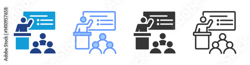 Educational Training icon set multiple style collection