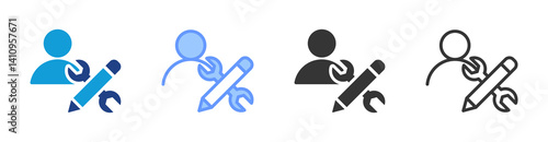 Vocational Training icon set multiple style collection