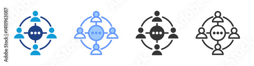 Student Organization icon set multiple style collection