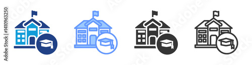 Dormitory Living icon set multiple style collection