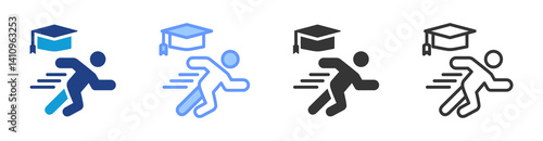 Student Athlete icon set multiple style collection