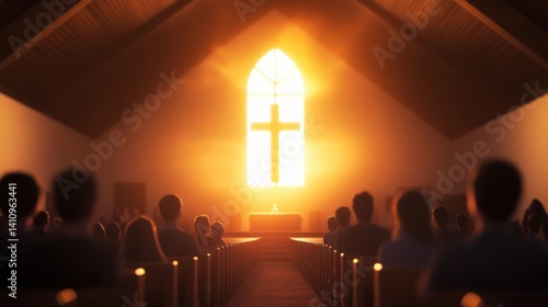 Congregation worships in church