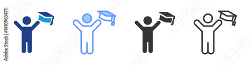 Graduation Ceremony icon set multiple style collection